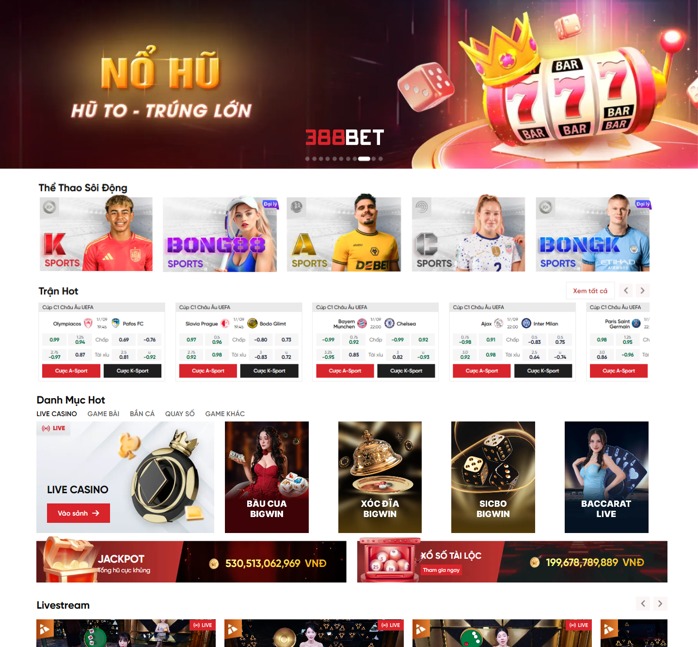 388Bet casino trực tuyến với kho game slot đỉnh cao, nổ hũ lớn mỗi ngày cho người chơi Việt Nam